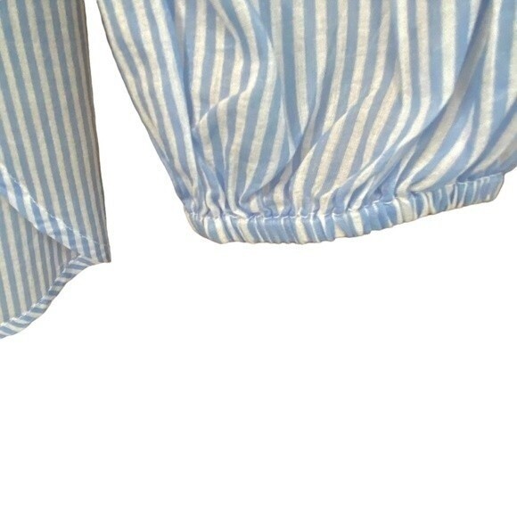 Michael Kors Wilson Blue Stripe Off the Shoulder Peasant Blouse Medium - Picture 8 of 10